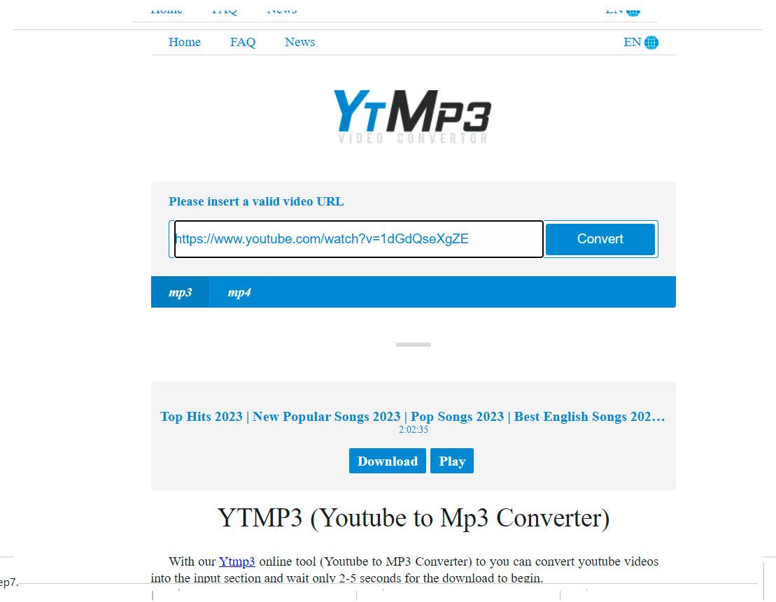 YTMP3 - MP3 Conversion Process to save URL..