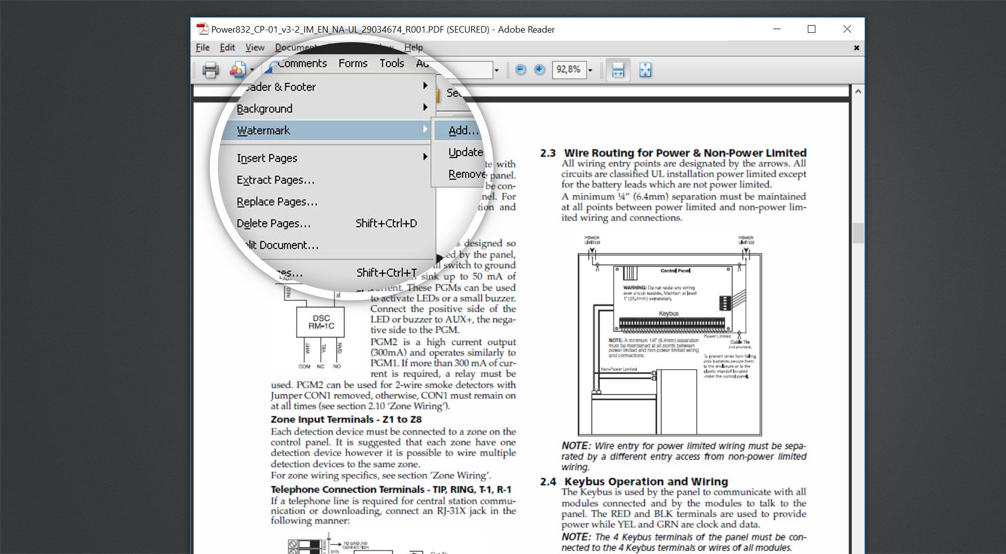 Eliminar marca de agua de PDF con Adobe Acrobat Reader.