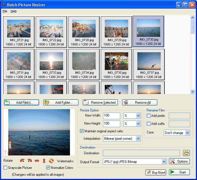 Screenshot of Batch Picture Resizer 1.4