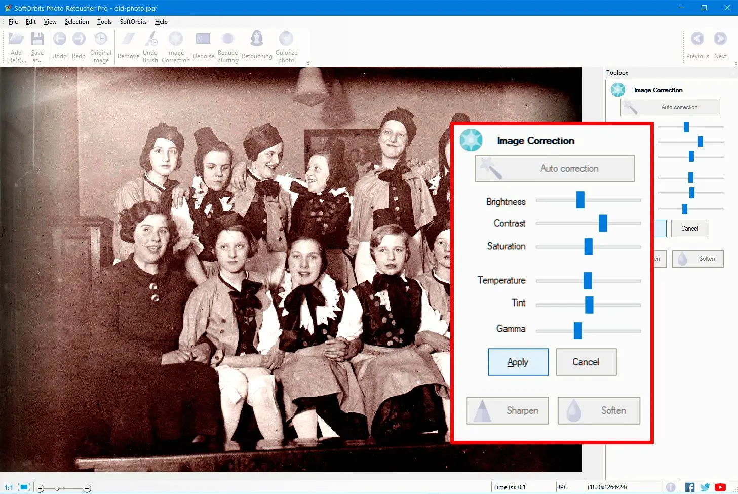 Select image correction..