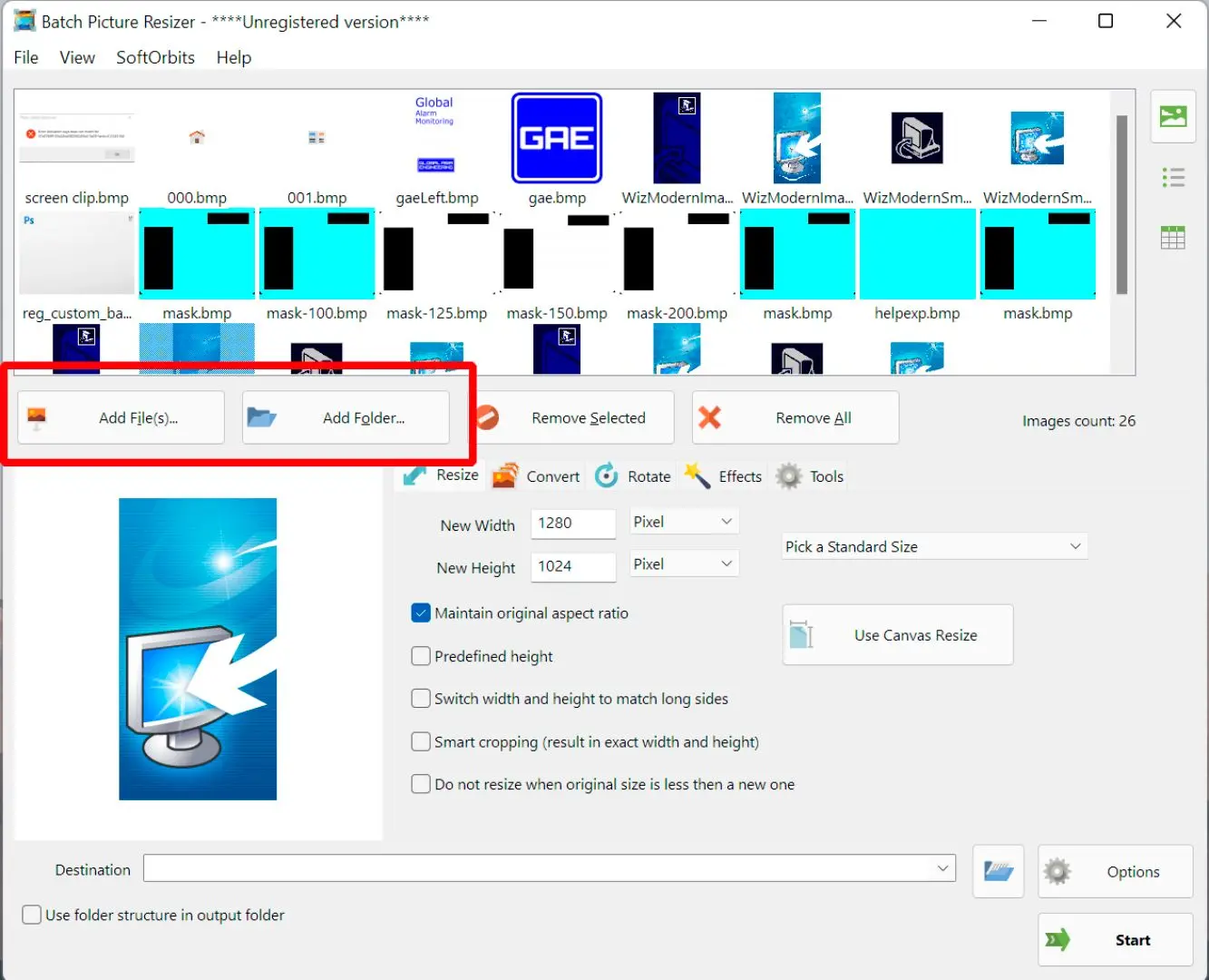 Add bmp files to converter..