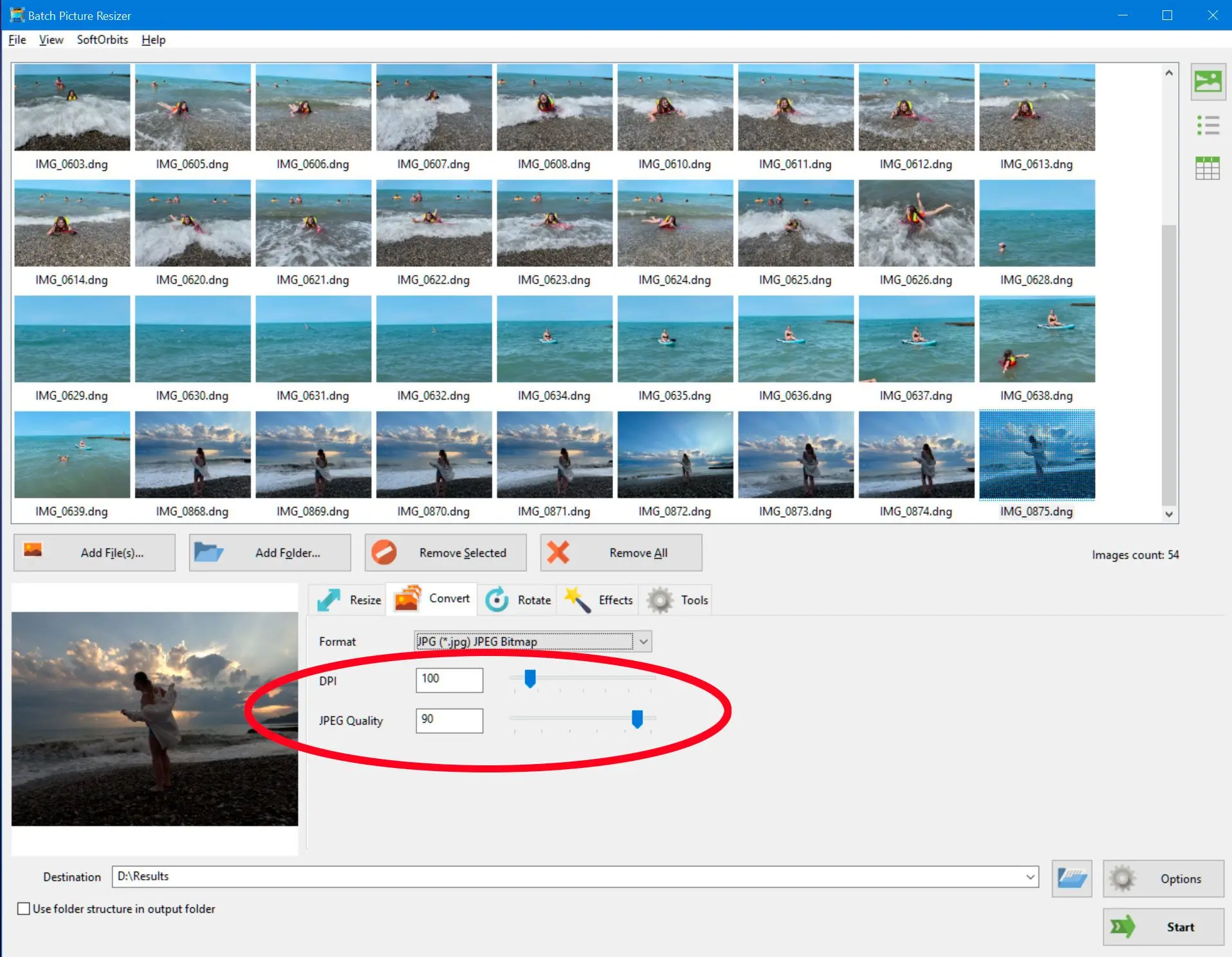  JPEG quality slider in Batch Picture Resizer..