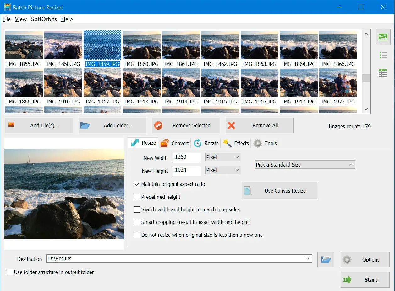 Add JPEG files into Batch Picture Resizer..