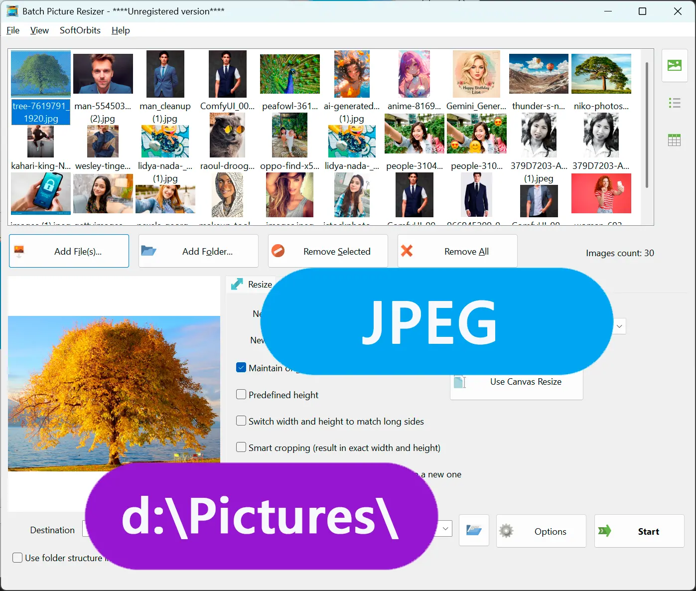 Select output format to save raw as..