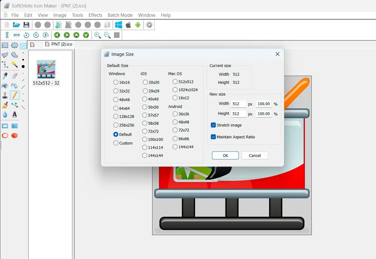  Customize the icon sizes..