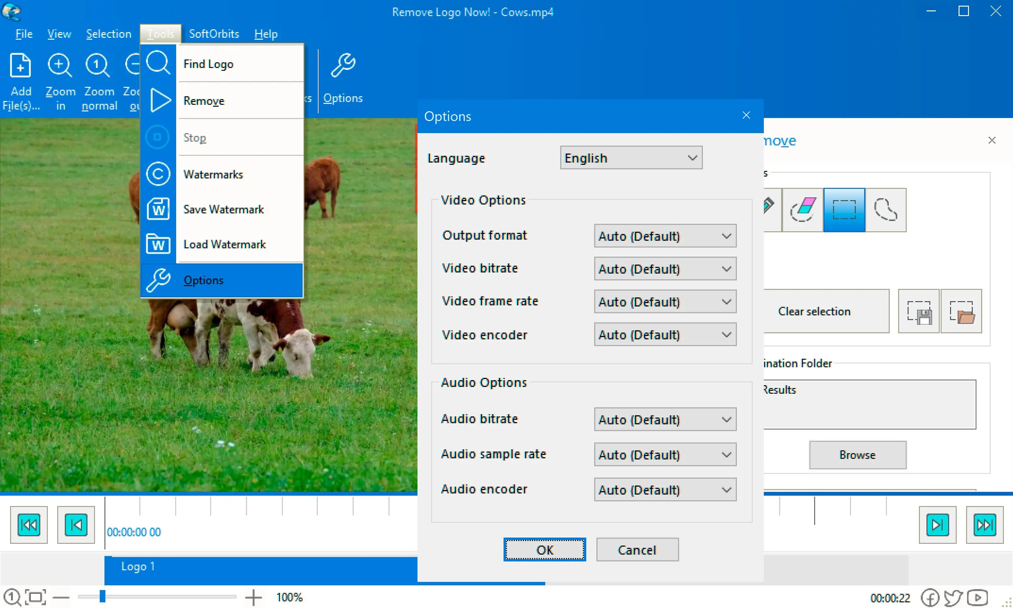 Select options for the export parameters..
