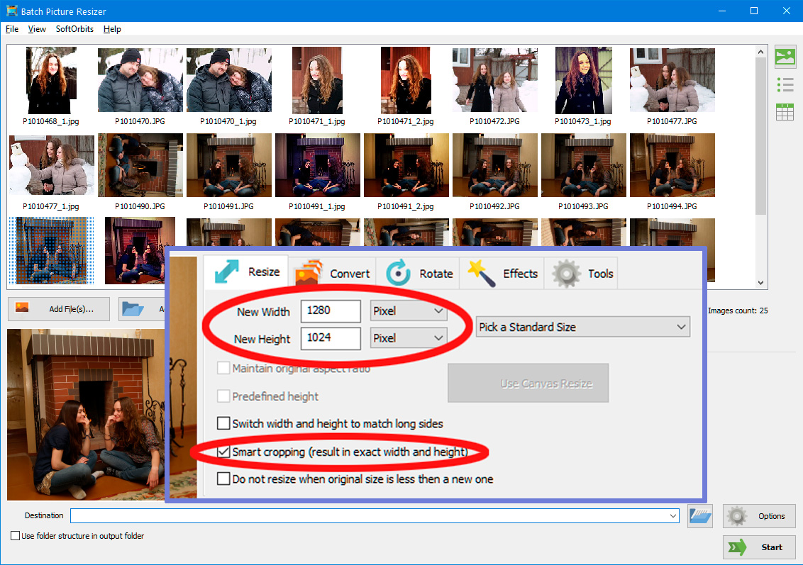 Smart crop when you resize multiple images in one pass.
