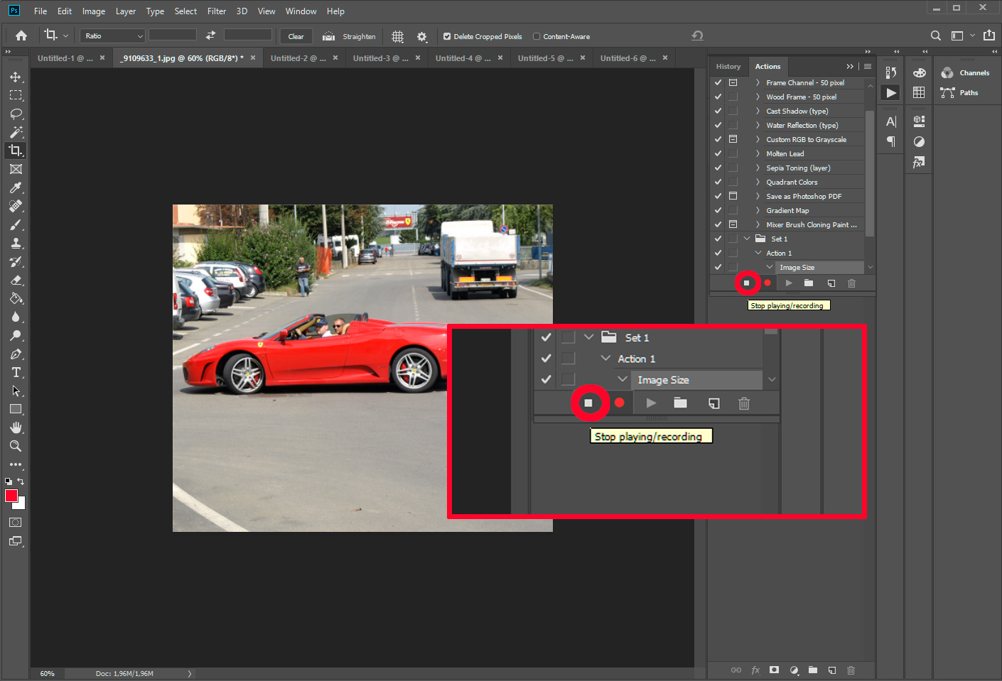 Save image resizing action.