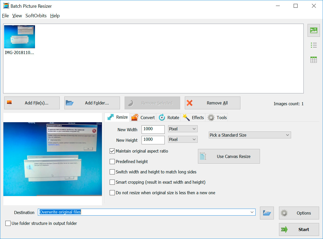 Batch resize images on Windows 11 with Batch Picture Resizer.