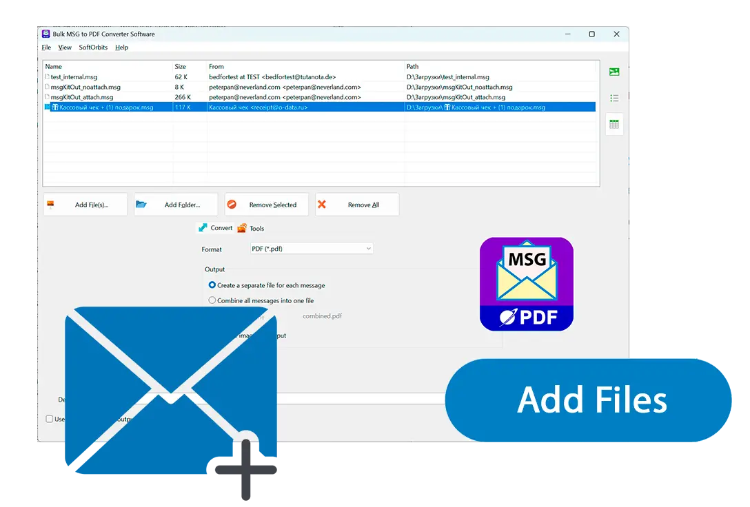 Add your MSG files.