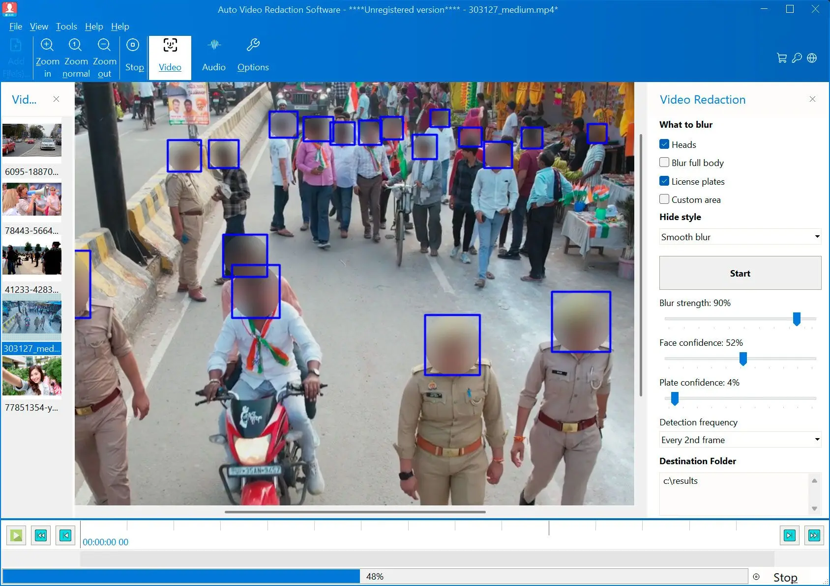 Censor a single video or run in batch mode.